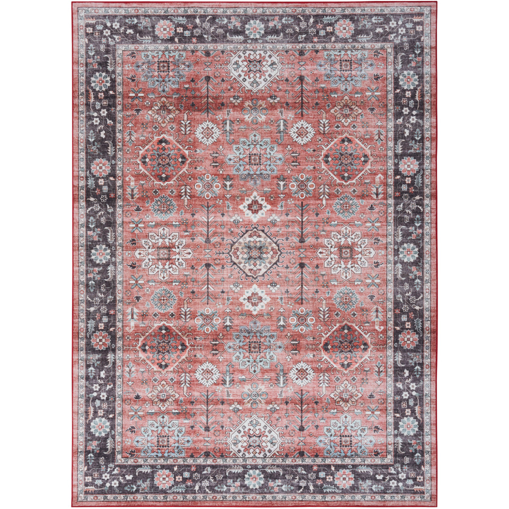 Nourison Home Fulton FUL12 Multicolor Indoor Rectangle Area Rug - Vintage Style Flatweave Low Pile Rug with Shades of Red-