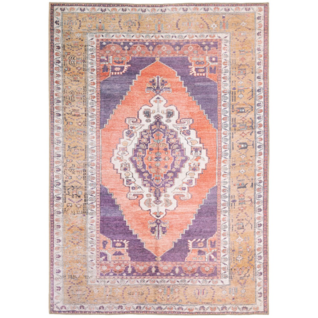 Oriental Weavers Sofia 85822 Orange Rectangle Indoor Area Rug - Stain Resistant Low Pile Rug with Medallion Design