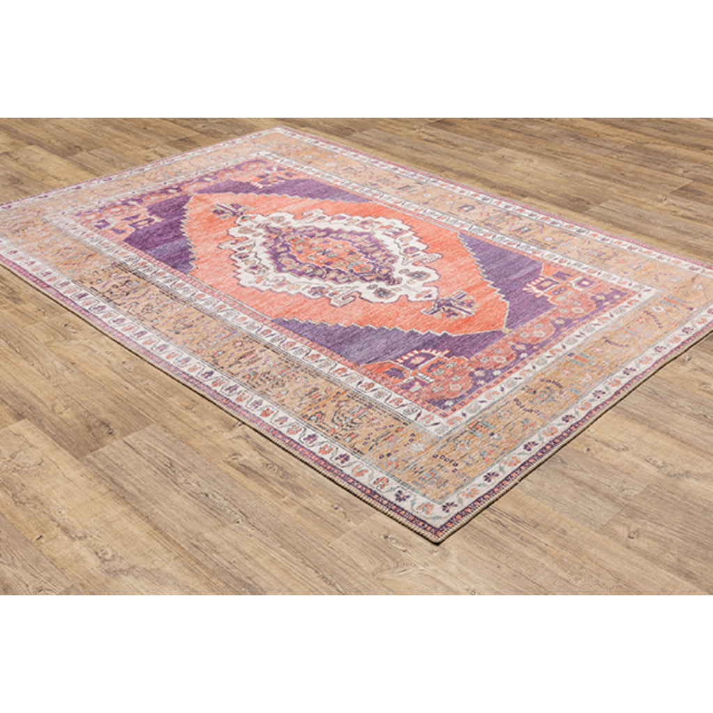 Oriental Weavers Sofia 85822 Orange Rectangle Indoor Area Rug - Stain Resistant Low Pile Rug with Medallion Design