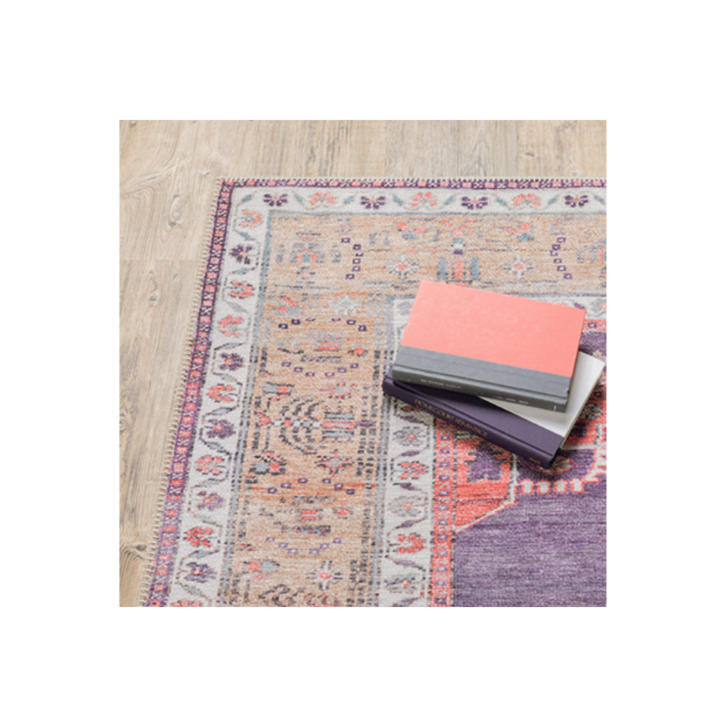 Oriental Weavers Sofia 85822 Orange Rectangle Indoor Area Rug - Stain Resistant Low Pile Rug with Medallion Design