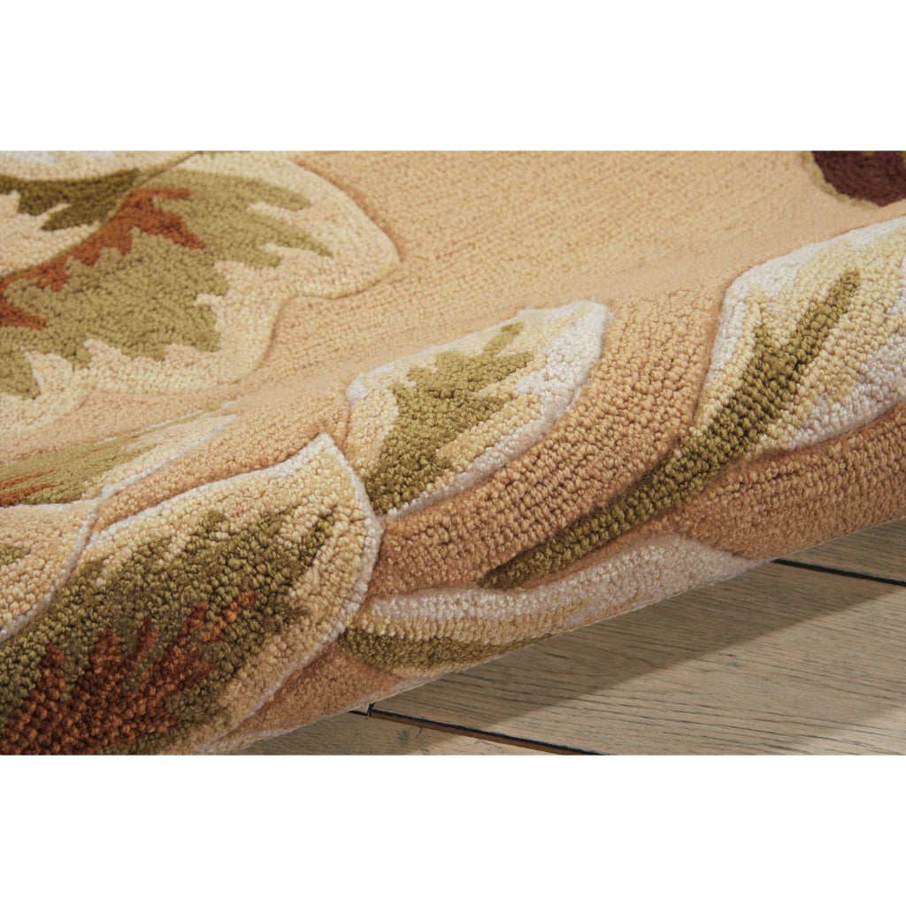 Nourison Home Fantasy FA11 Multicolor Indoor Rectangle Area Rug - Hand Hooked Low Pile Floral Rug with Beige Background