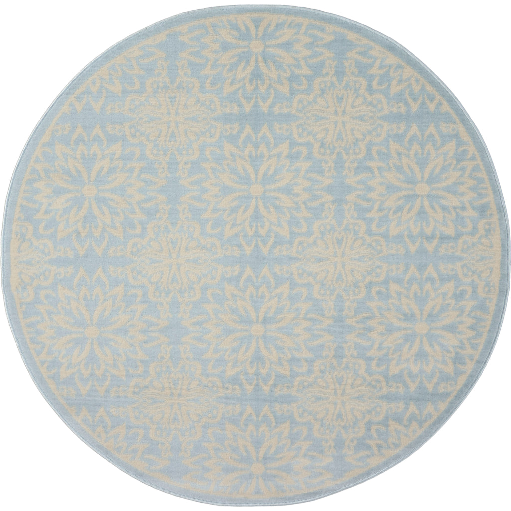 Nourison Home Jubilant JUB06 Light Blue Round Indoor Area Rug - Elegant Medium Pile Farmhouse Style Rug with Floral Design-