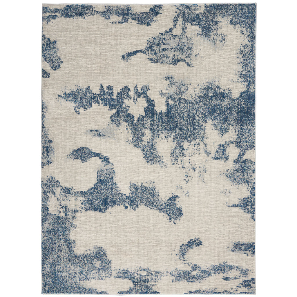 Nourison Home Imprints IMT03 Light Blue Rectangle Indoor Area Rug - Modern Style Medium Pile Abstract Rug