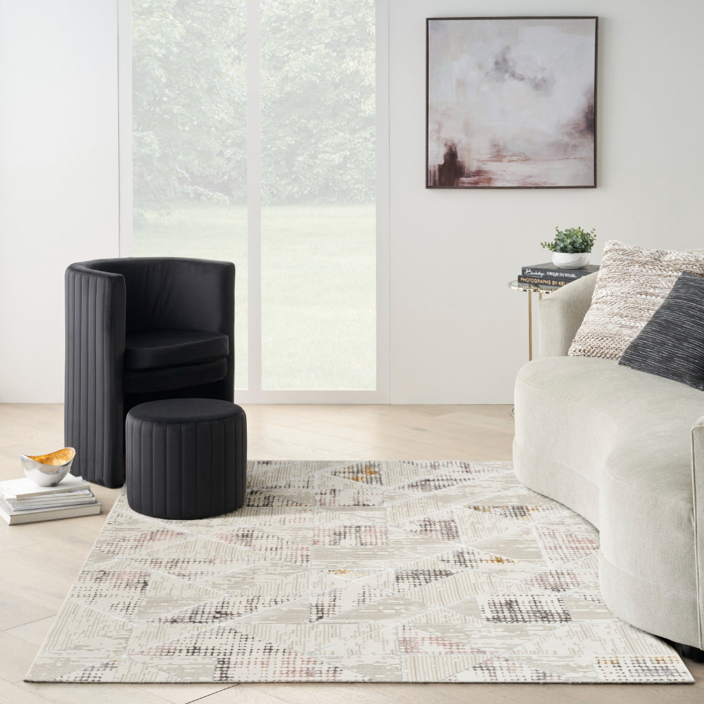 Nourison Home Glam GLM04 Multicolor Indoor Rectangle Area Rug - Low Pile Rug with Geometric Design
