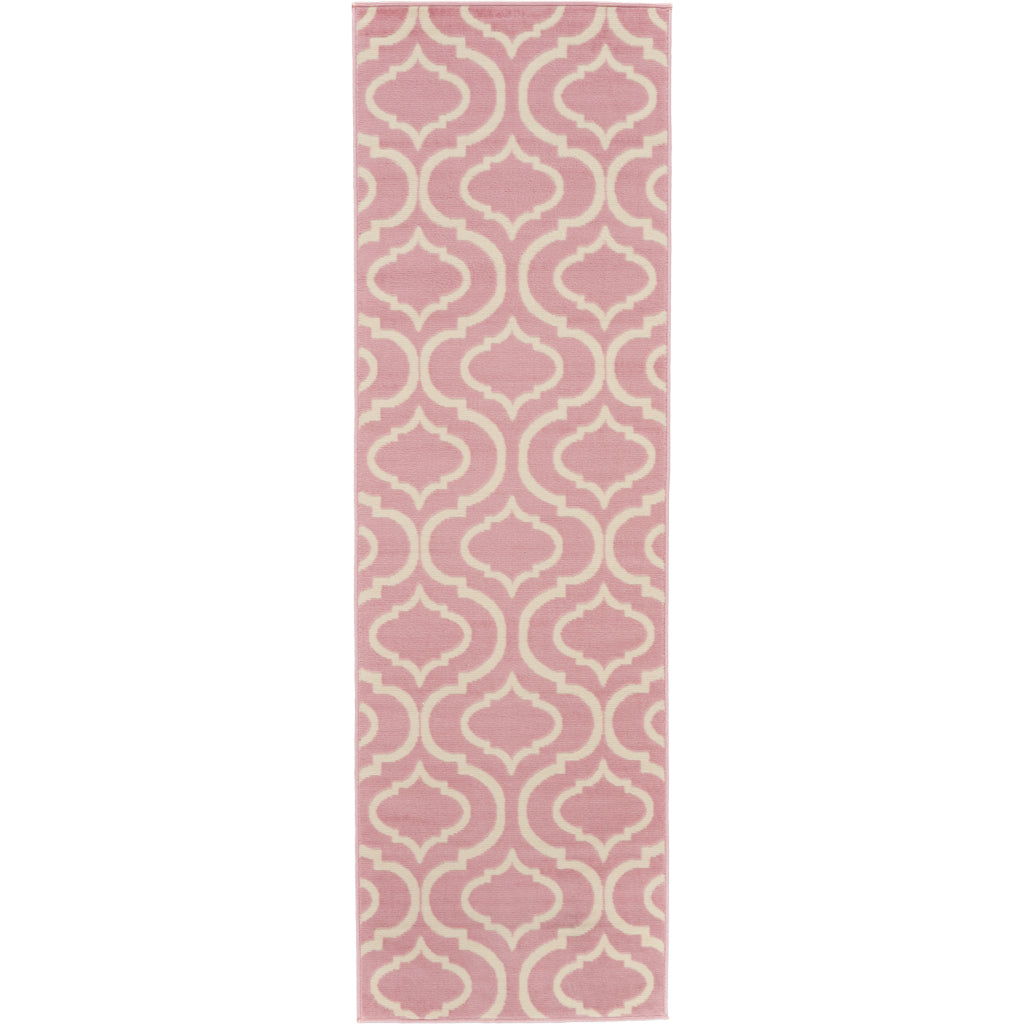 Nourison Home Jubilant JUB19 Pink Indoor Runner - Refined Contemporary Runner with Lantern Trellis Pattern-