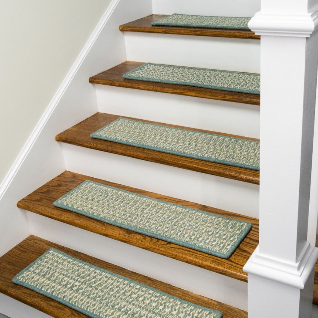 Colonial Mills Hayley Tweed Green Rectangle Indoor Stair Tread - Trendy Reversible Handmade Stair Tread