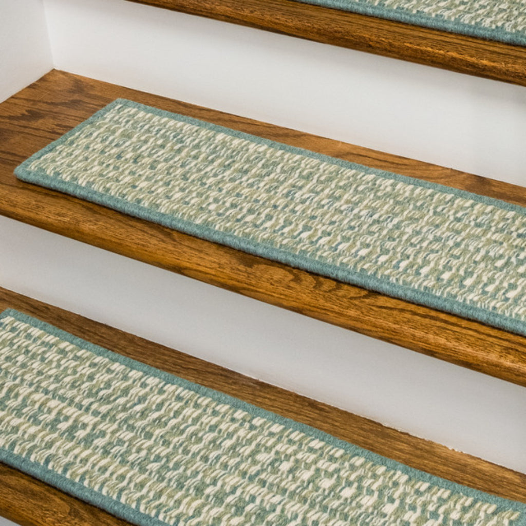 Colonial Mills Hayley Tweed Green Rectangle Indoor Stair Tread - Trendy Reversible Handmade Stair Tread