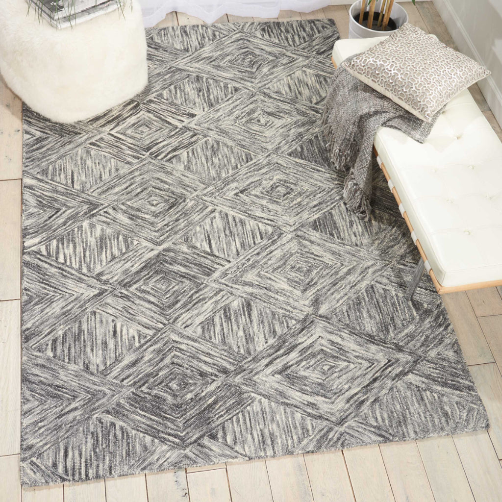 Nourison Home Linked LNK01 Gray Rectangle Indoor Area Rug - Hand Tufted Rug Made of 100% Wool