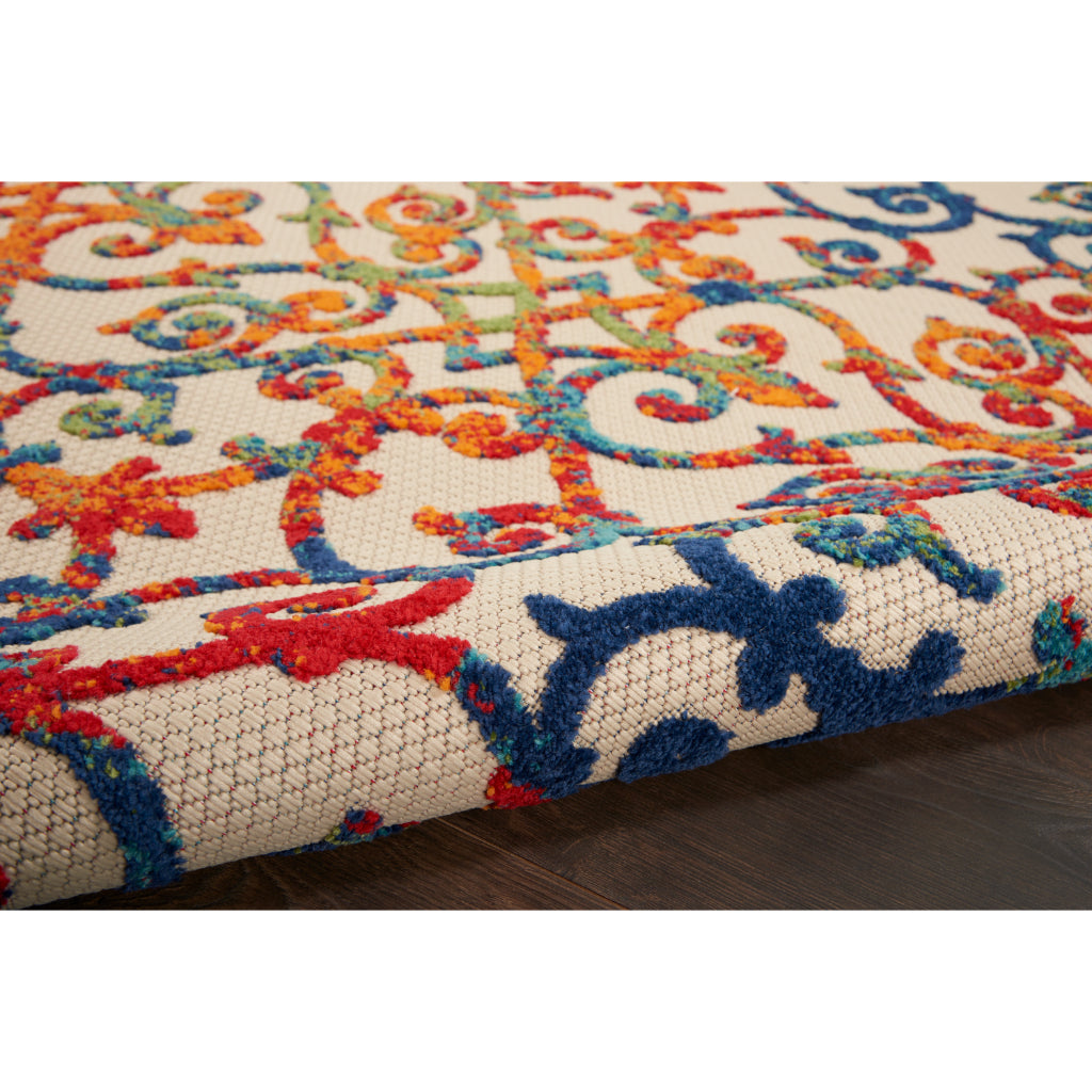 Nourison Home Aloha ALH21 Machine Made Multicolor Rectangle Area Rug - Stain Resistant Indoor &amp; Outdoor Low Pile Rug