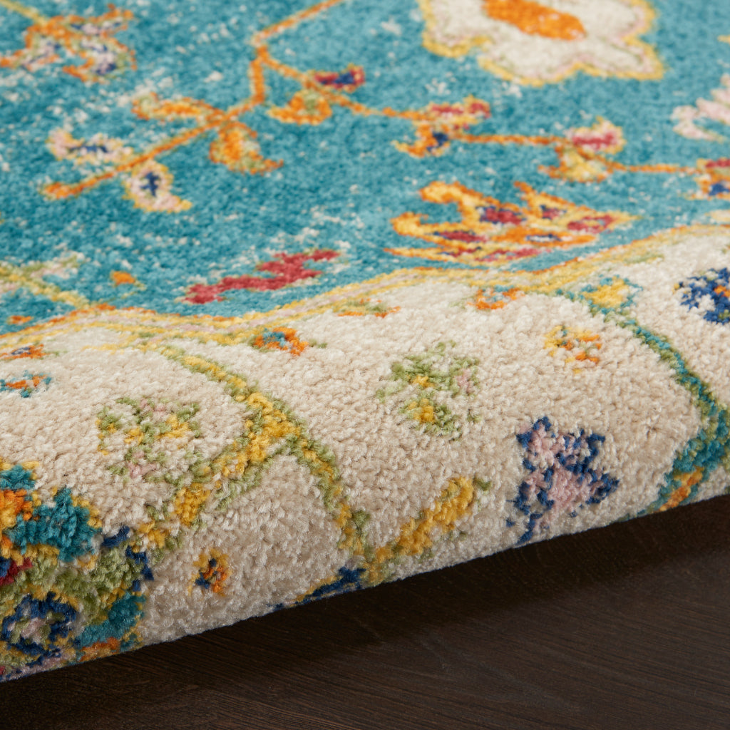 Nourison Home Allur ALR01 Machine Made Multicolor Rectangle Area Rug - Power Loomed Indoor Rug with Blue Persian Inspired Pattern-