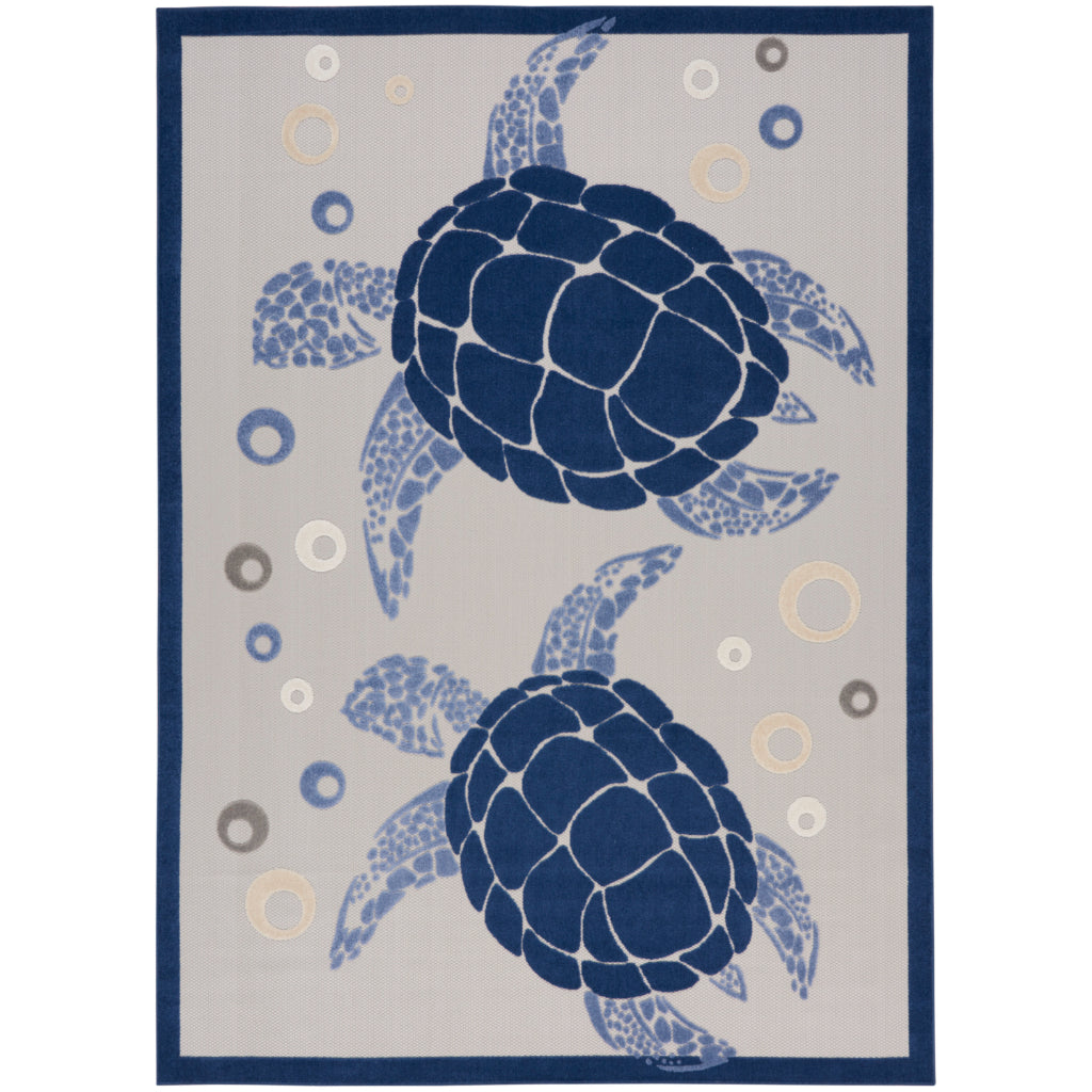 Nourison Home Aloha ALH27 Multicolor Rectangle Area Rug - Stain Resistant Indoor / Outdoor Rug with Blue Sea Turtles Design