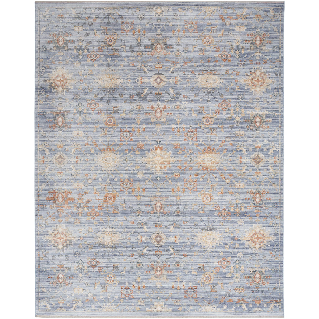 Nourison Home Elegant Heirlooms ELH02 Multicolor Indoor Rectangle Rug - Vintage Power Loomed Low Pile Rug with Blue Accent