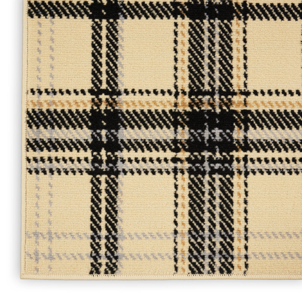 Nourison Home Grafix GRF03 Two-Color Indoor Rectangle Area Rug - Power Loomed Medium Pile Plaid Rug