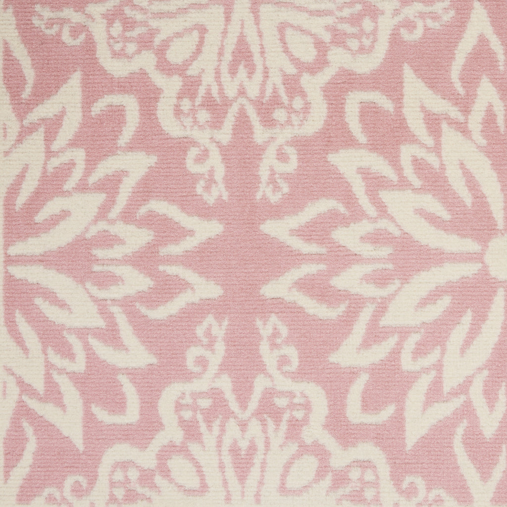 Nourison Home Jubilant JUB06 Pink Round Indoor Area Rug - Elegant Medium Pile Farmhouse Style Rug with Floral Design