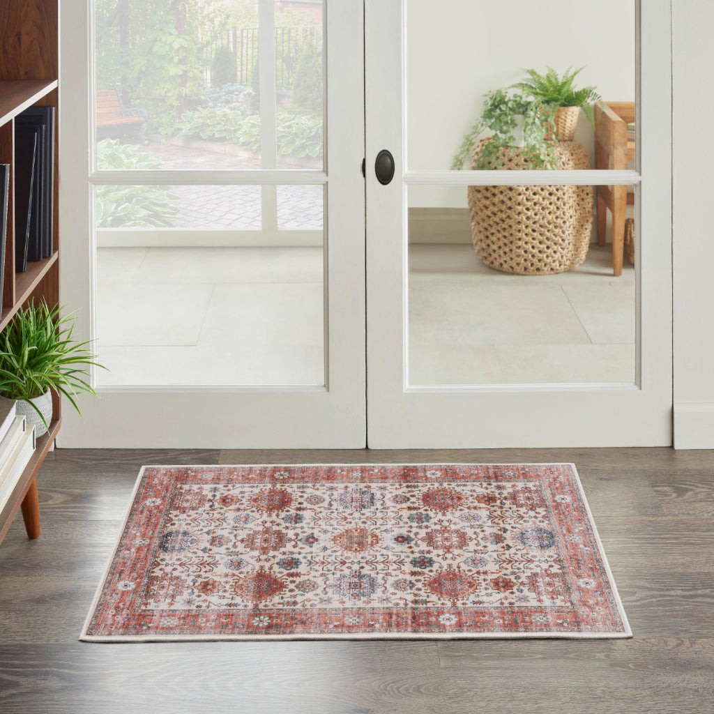 Nourison Home Fulton FUL12 Multicolor Indoor Rectangle Area Rug - Vintage Style Flatweave Low Pile Rug with Shades of Beige