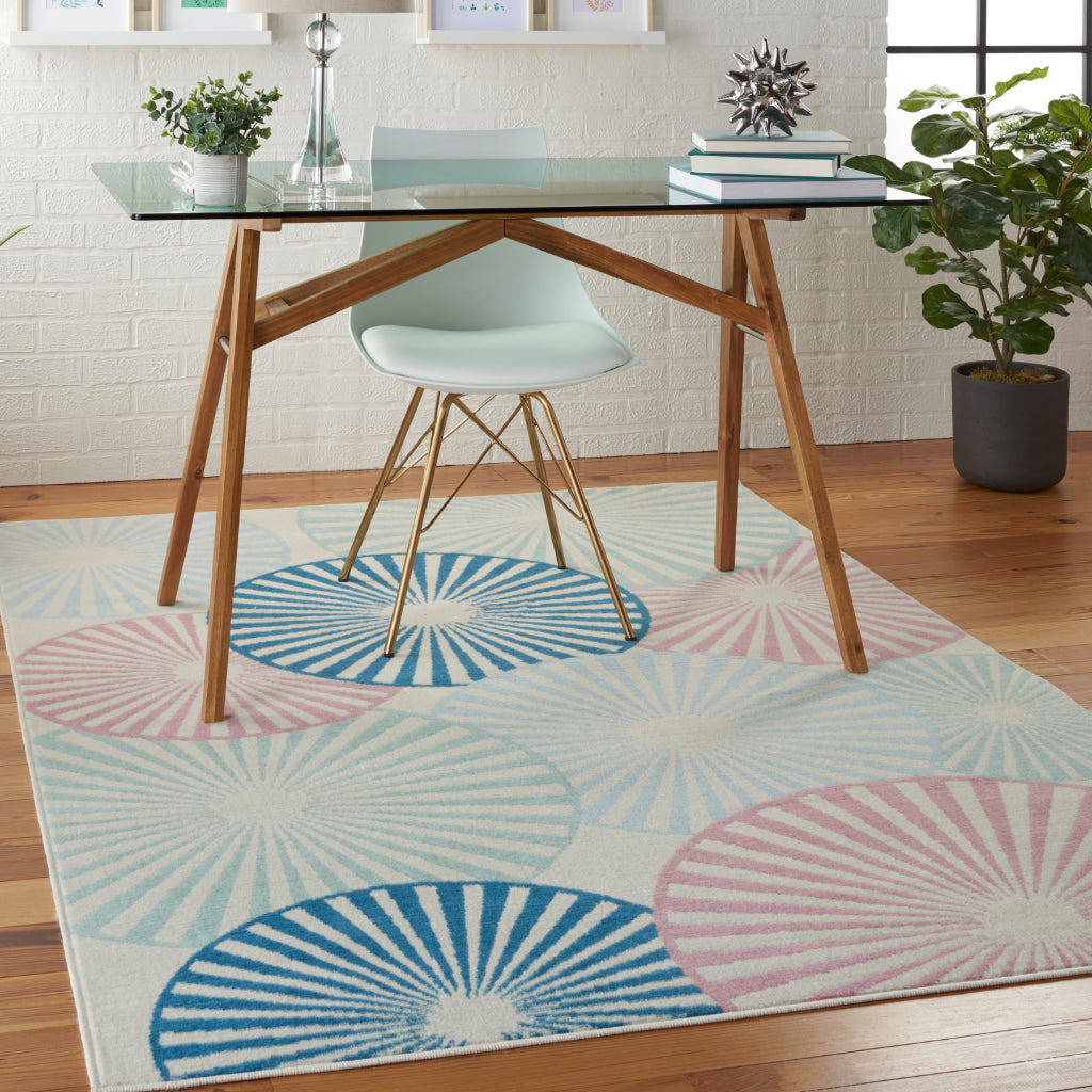 Nourison Home Grafix GRF20 Ivory/Multi Rectangle Indoor Area Rug - Power Loomed Medium Pile Living Room Rug-