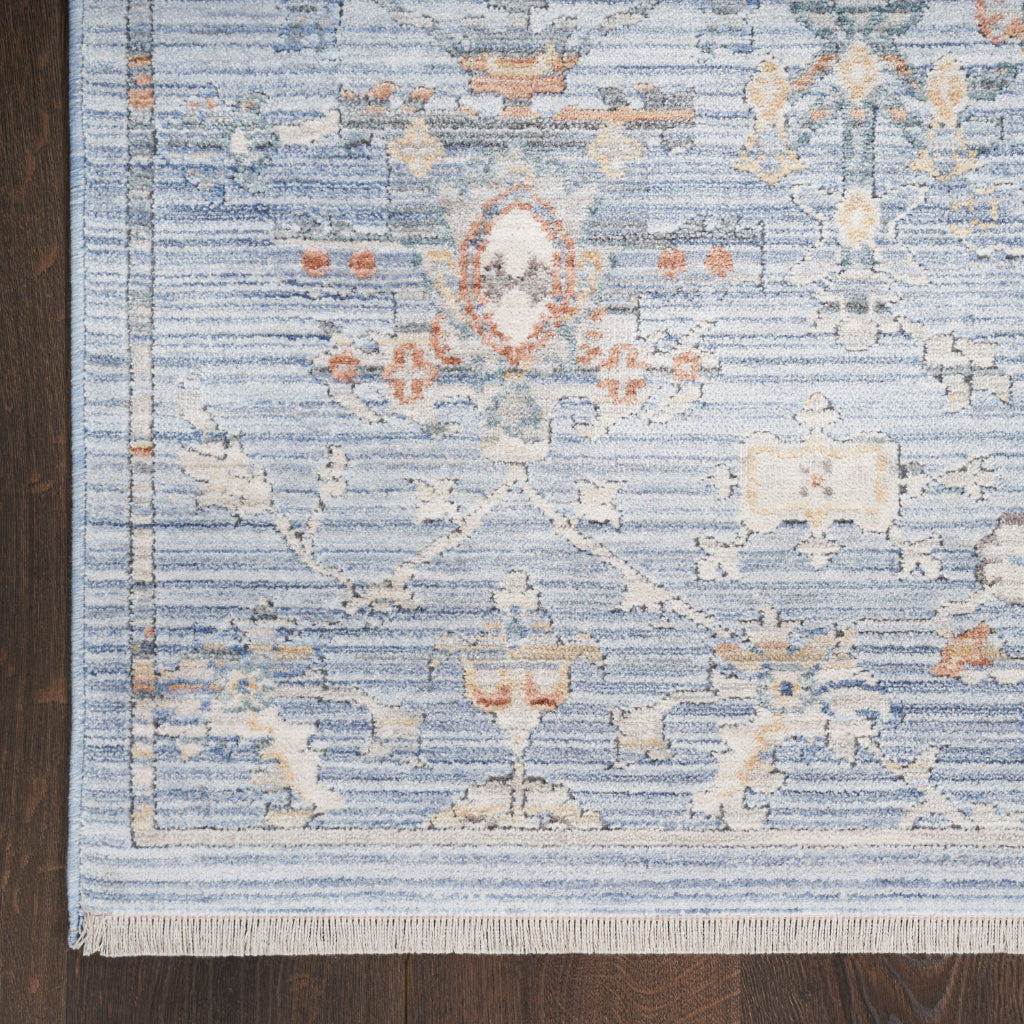 Nourison Home Elegant Heirlooms ELH02 Multicolor Indoor Rectangle Rug - Vintage Power Loomed Low Pile Rug with Blue Accent