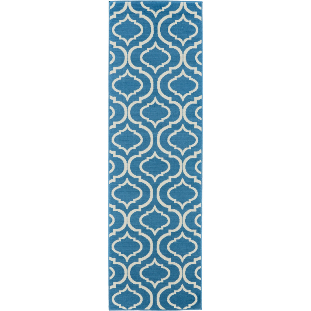 Nourison Home Jubilant JUB19 Blue Indoor Runner - Refined Contemporary Runner with Lantern Trellis Pattern