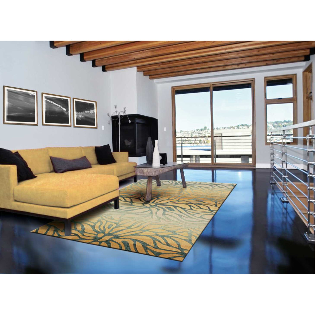 Nourison Home Contour CON25 Breeze Indoor Rectangle Area Rug - Tufted Medium Pile Living Room Rug with Green Floral Design-