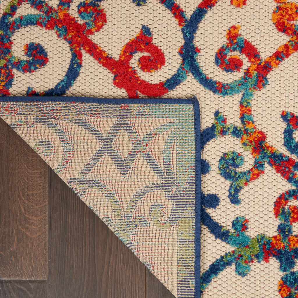 Nourison Home Aloha ALH21 Machine Made Multicolor Rectangle Area Rug - Stain Resistant Indoor &amp; Outdoor Low Pile Rug