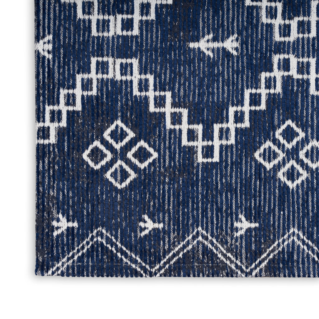 Nourison Home Brixton BRX01 Blue Indoor Accent Runner - Loom Woven Low Pile Tribal Runner