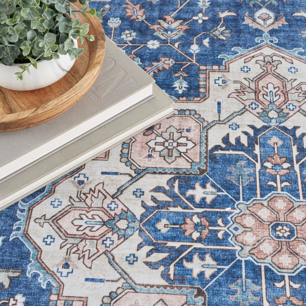 Nourison Home Fulton FUL10 Multicolor Indoor Runner - Vintage Style Flatweave Low Pile Hallway Runner with Shades of Blue