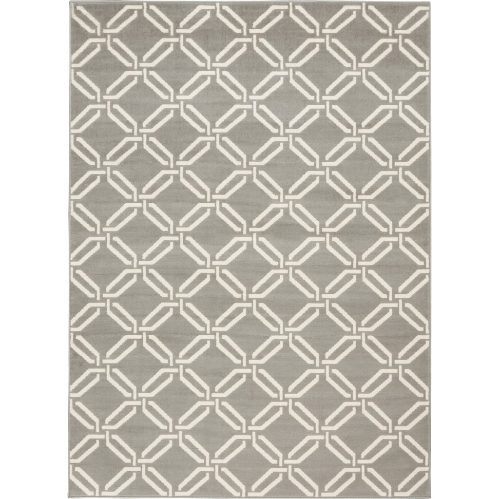 Nourison Home Jubilant JUB17 Gray Rectangle Indoor Area Rug - Contemporary Style Medium Pile Trellis Rug-