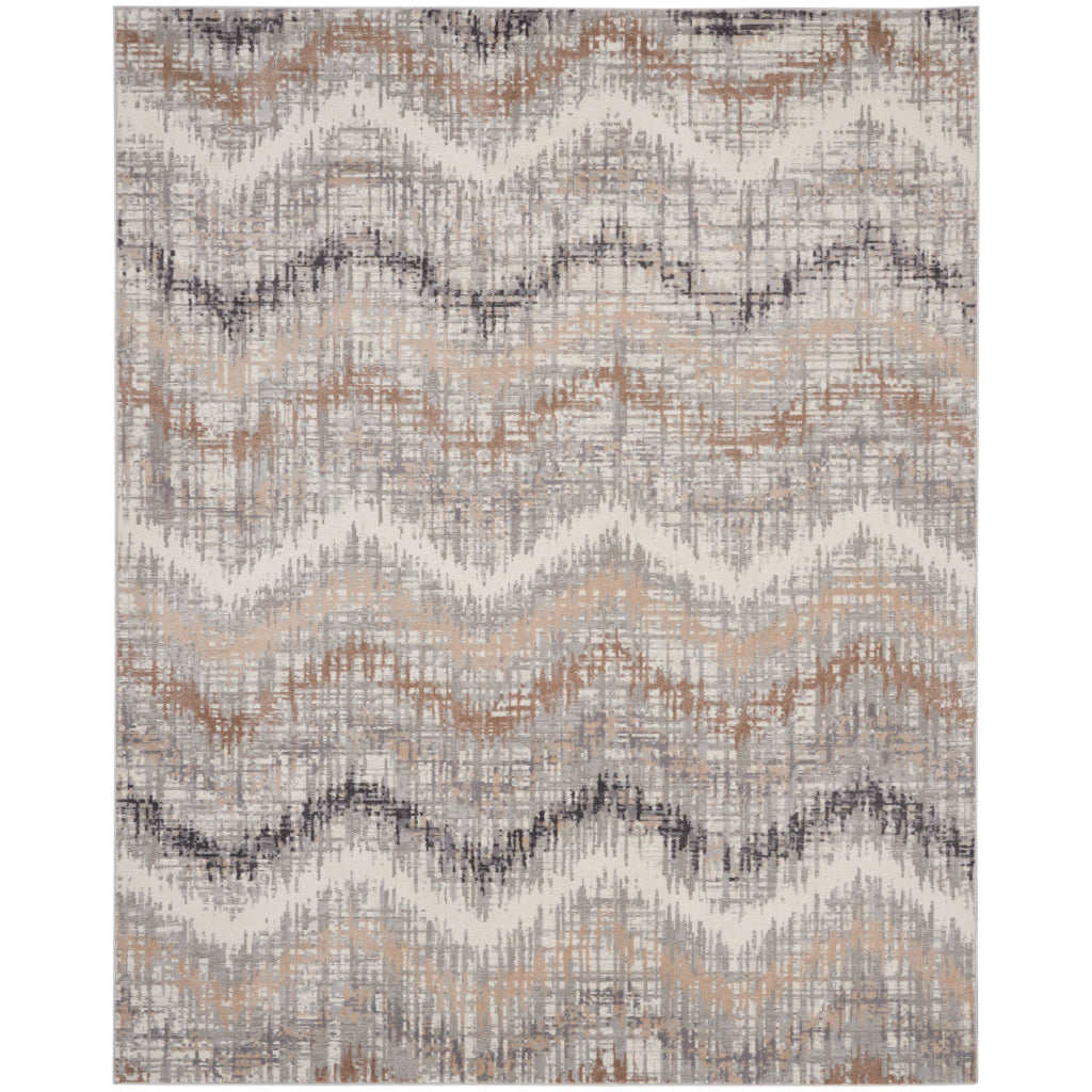 Nourison Home Elation ETN04 Multicolor Indoor Rectangle Area Rug - Power Loomed Low Pile Living Room Rug with Chevron Pattern