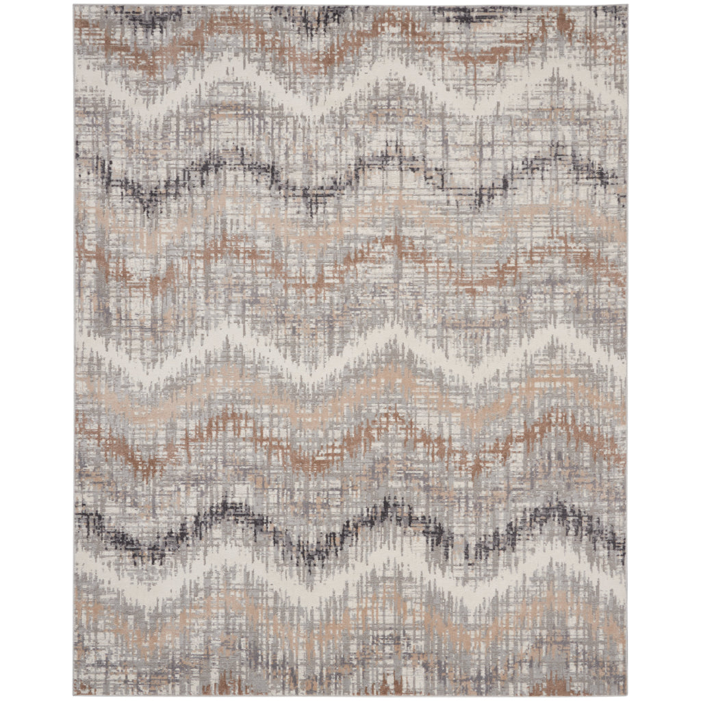 Nourison Home Elation ETN04 Multicolor Indoor Rectangle Area Rug - Power Loomed Low Pile Living Room Rug with Chevron Pattern-