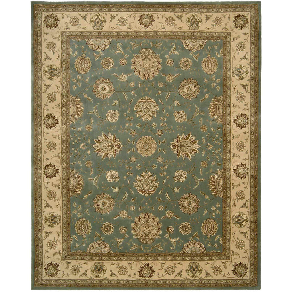 Nourison Home Nourison 2000 Multicolor 2210 Indoor Rectangle Area Rug - Elegant Wool & Silk Floral Rug with Blue Background-
