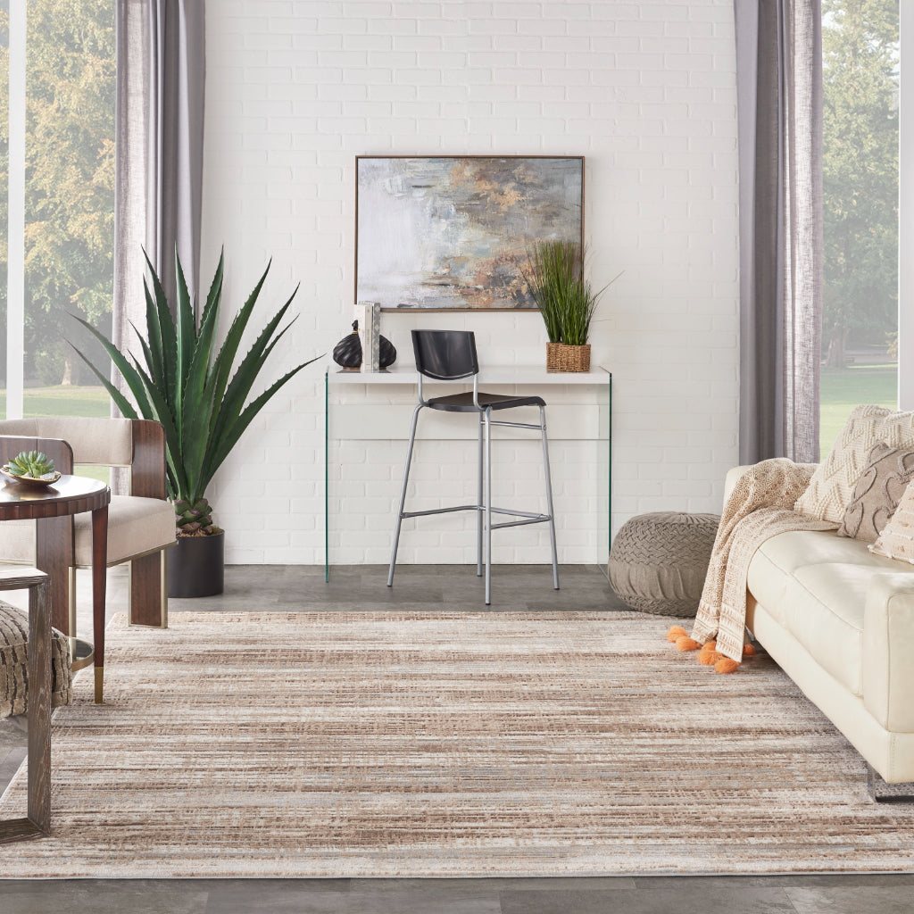 Nourison Home Elation ETN01 Two-Color Indoor Rectangle Area Rug - Power Loomed Low Pile Living Room Rug with Abstract Design