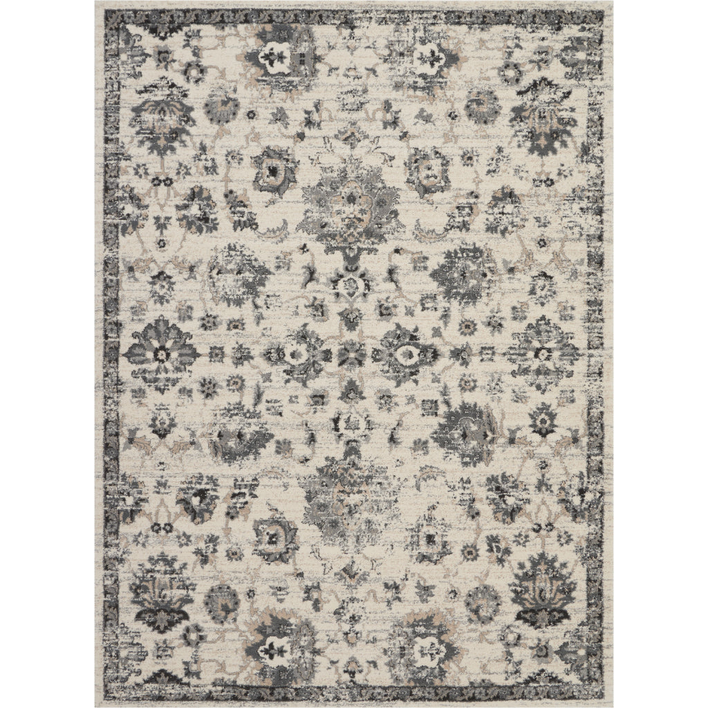 Nourison Home Fusion FSS15 Two-Color Indoor Rectangle Area Rug - Vintage Style Power Loomed Medium Pile Rug with Floral Design