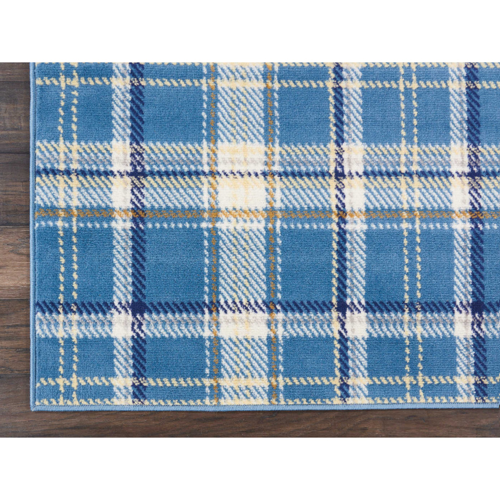 Nourison Home Grafix GRF03 Blue Indoor Rectangle Area Rug - Power Loomed Medium Pile Plaid Rug