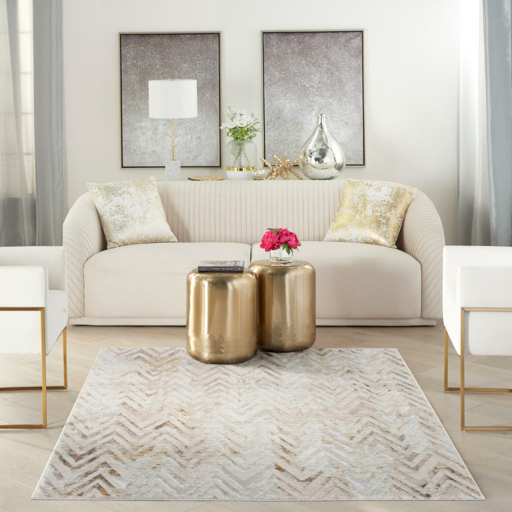 Nourison Home Glam GLM05 Multicolor Indoor Rectangle Area Rug - Low Pile Rug with Geometric Design
