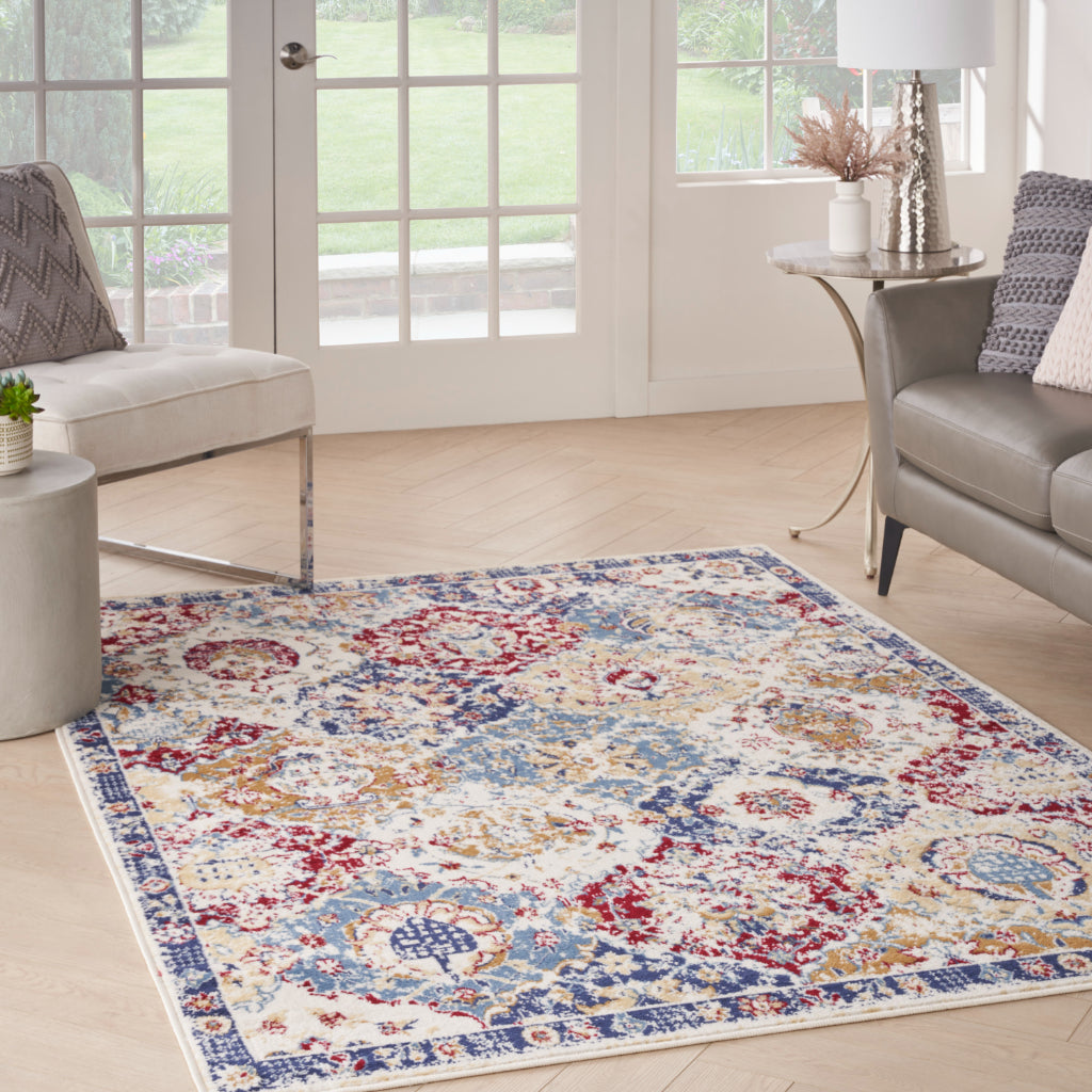 Nourison Home Grafix GRF31 Multicolor Indoor Rectangle Area Rug - Distressed Vintage Finish Medium Pile Rug