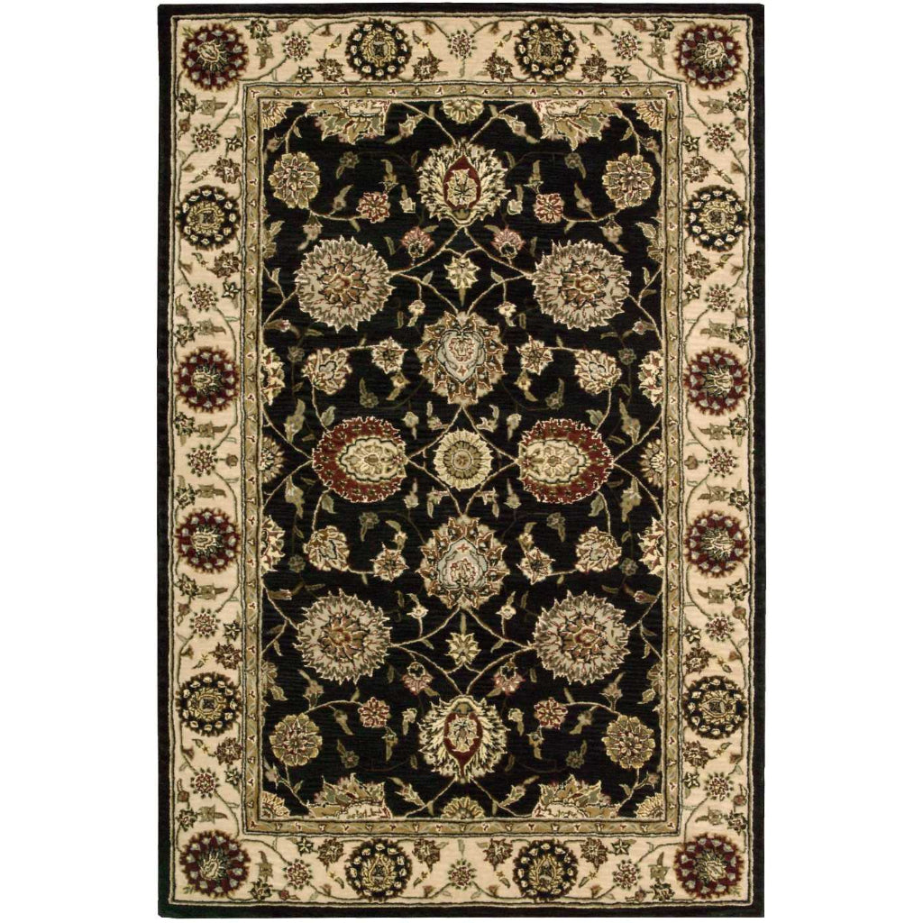 Nourison Home Nourison 2000 Multicolor 2204 Indoor Rectangle Area Rug - Opulent Wool &amp; Silk Floral Rug with Black Background