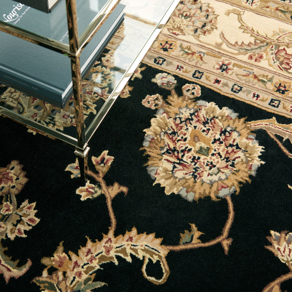Nourison Home Nourison 2000 Multicolor 2022 Indoor Rectangle Area Rug - Elegant Wool &amp; Silk Floral Rug with Black Background