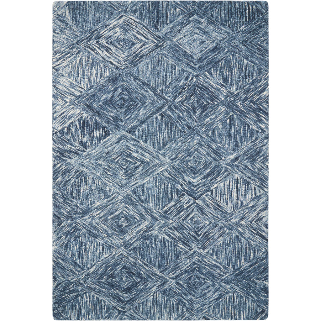 Nourison Home Linked LNK01 Blue Rectangle Indoor Area Rug - Hand Tufted Rug Made of 100% Wool-