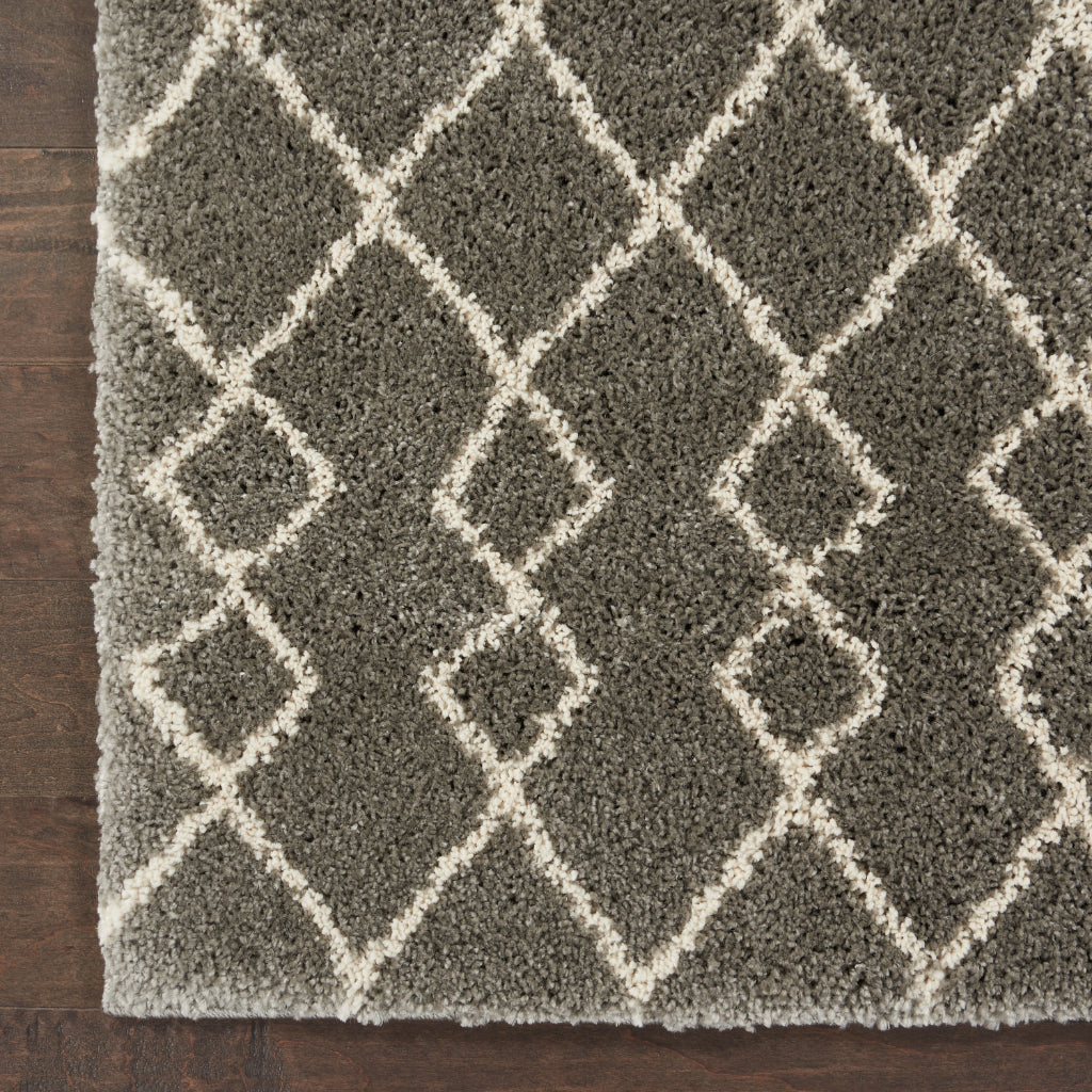 Nourison Home Geometric Shag GOS01 Gray Indoor Runner - Finest High Pile Runner with Jute Backing