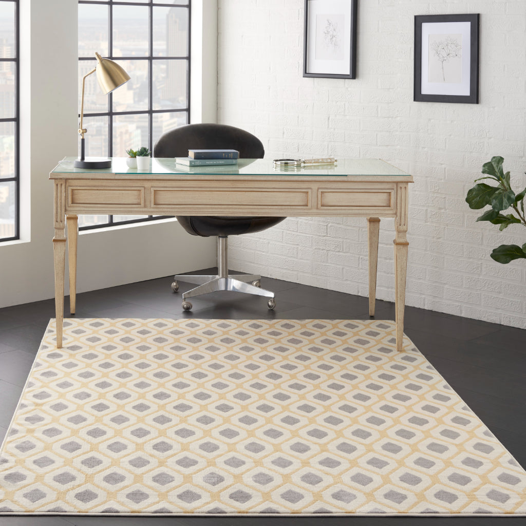 Nourison Home Grafix GRF22 White Rectangle Indoor Area Rug - Power Loomed Medium Pile Living Room Rug-