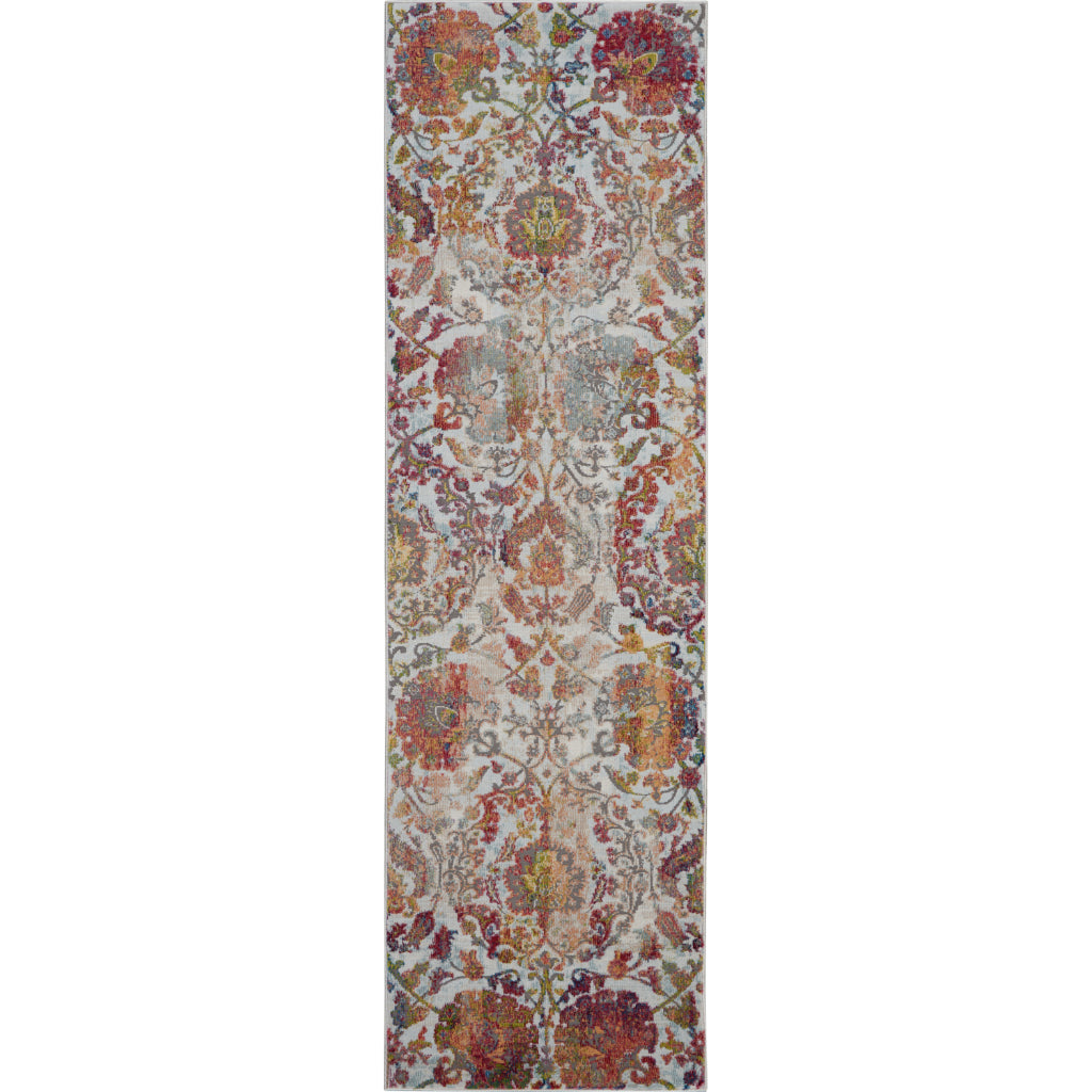 Nourison Home Global Vintage GLB06 Multicolor Indoor Runner - Vintage Medium Pile Floral Runner with Ivory-Orange Accent
