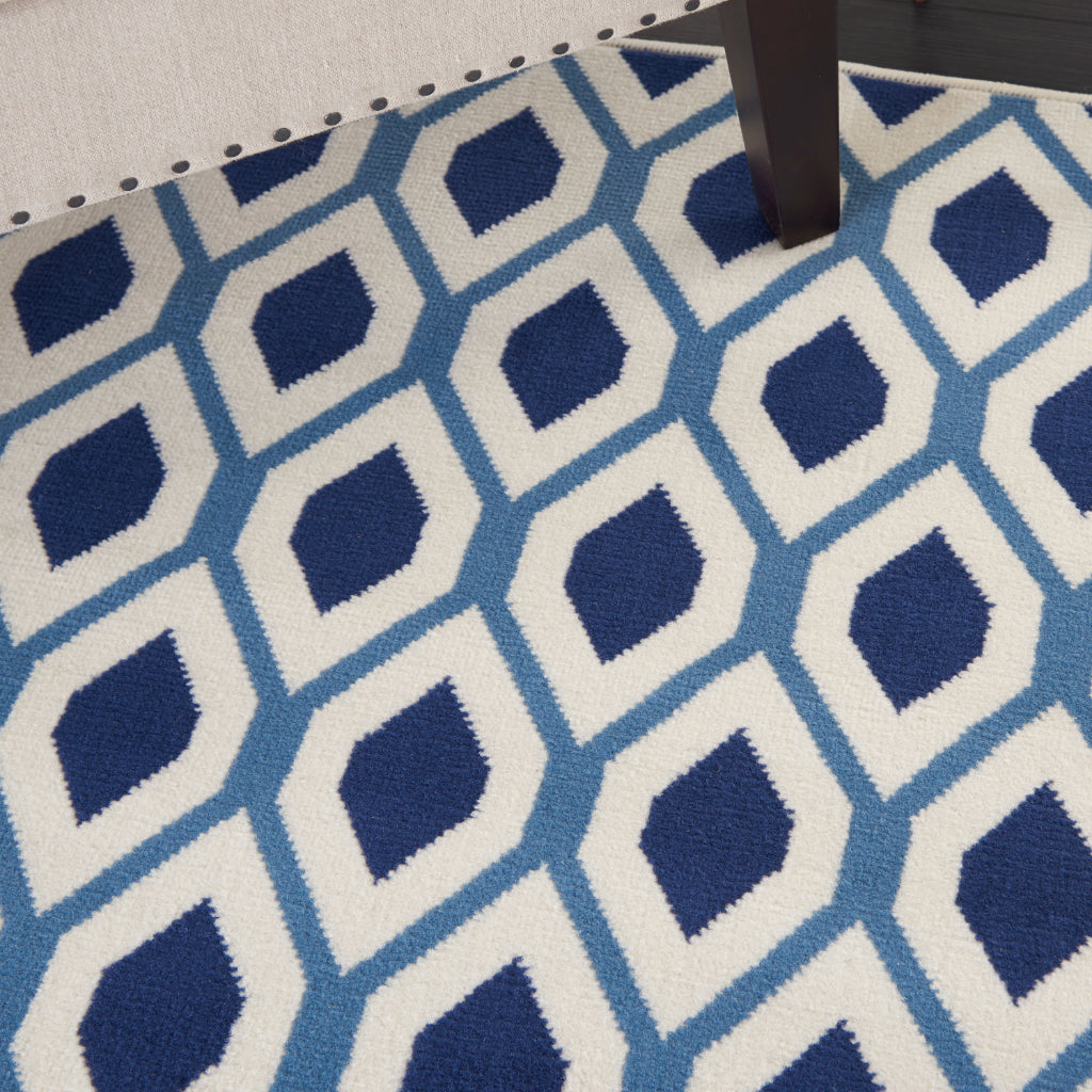 Nourison Home Grafix GRF22 White/Navy Rectangle Indoor Area Rug - Power Loomed Medium Pile Living Room Rug-