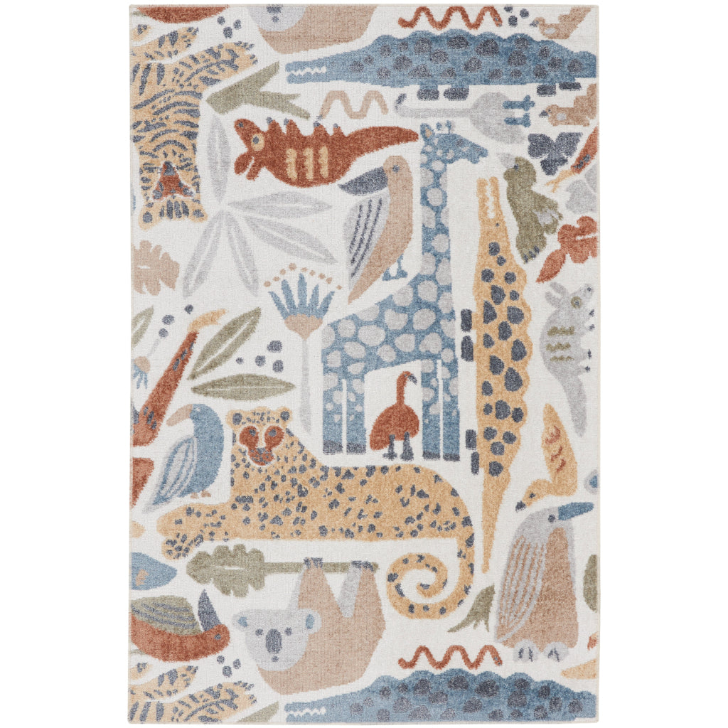 Nourison Home Astra ASW01 Rectangle Multicolor Machine Washable Rug - Indoor Kids Room Rug with White Background-