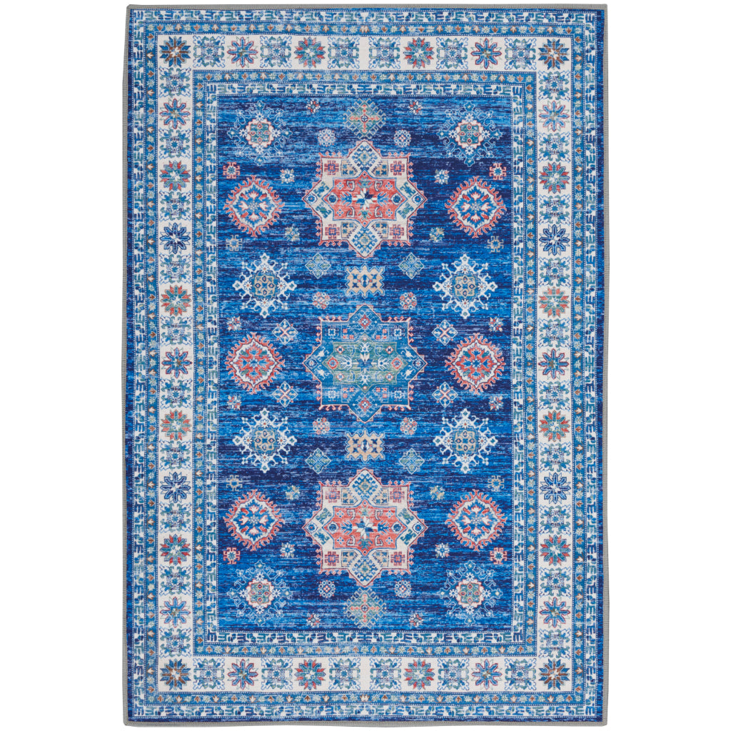 Nourison Home Fulton FUL02 Multicolor Indoor Rectangle Area Rug - Vintage Style Flatweave Low Pile Rug with Shades of Blue