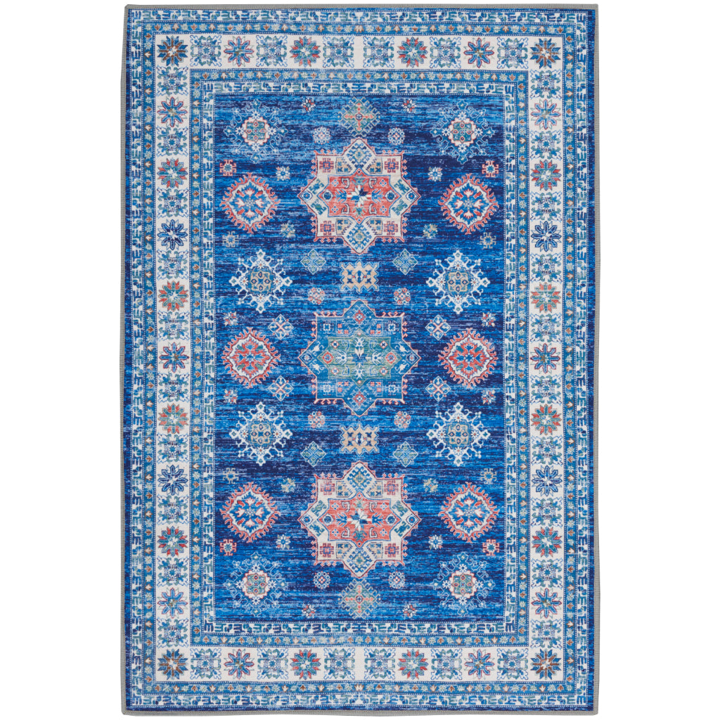 Nourison Home Fulton FUL02 Multicolor Indoor Rectangle Area Rug - Vintage Style Flatweave Low Pile Rug with Shades of Blue-