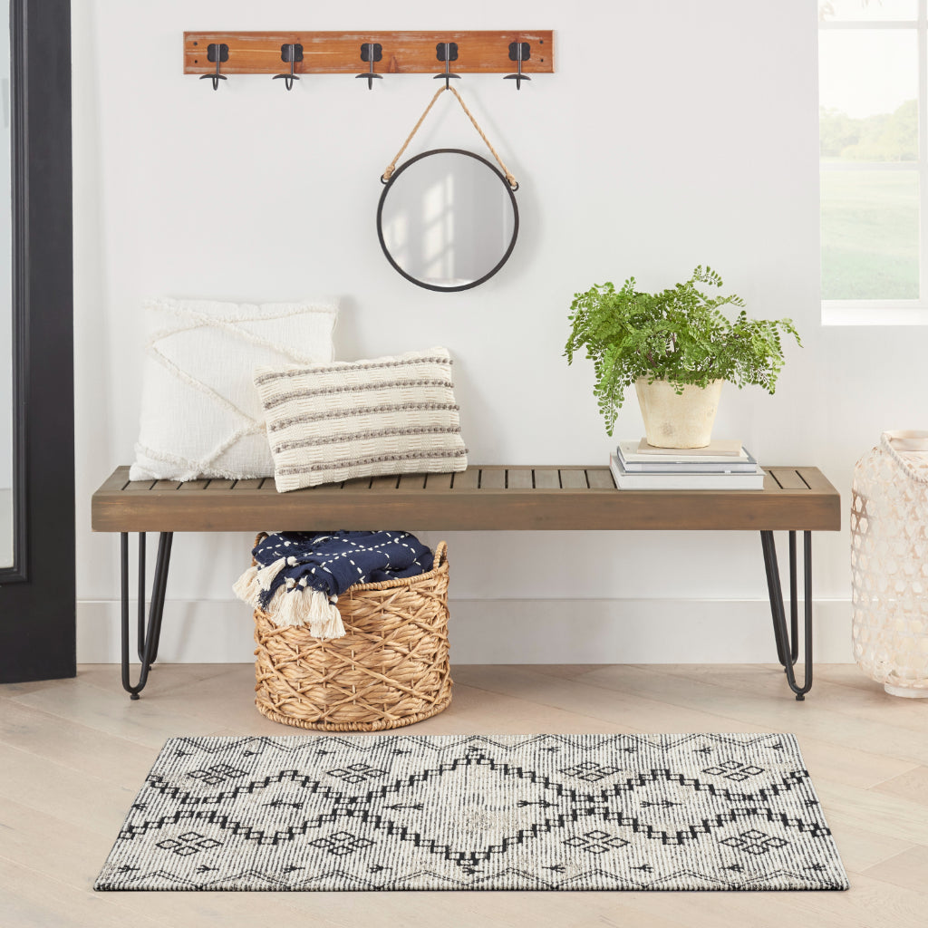 Nourison Home Brixton BRX01 Two-Color Indoor Rectangle Accent Rug - Loom Woven Low Pile Tribal Rug-