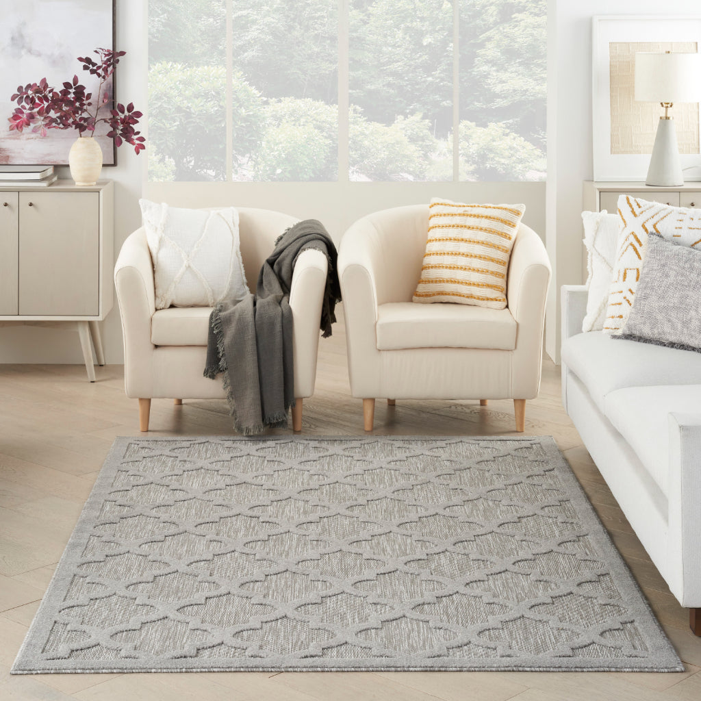 Nourison Home Easy Care NES01 Dark Gray Indoor / Outdoor Rectangle Rug - Modern Style Flatweave Low Pile Rug