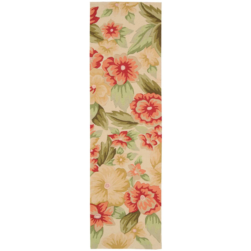 Nourison Home Fantasy FA17 Multicolor Indoor Runner - Hand Hooked Medium Pile Floral Runner with Cream Background-