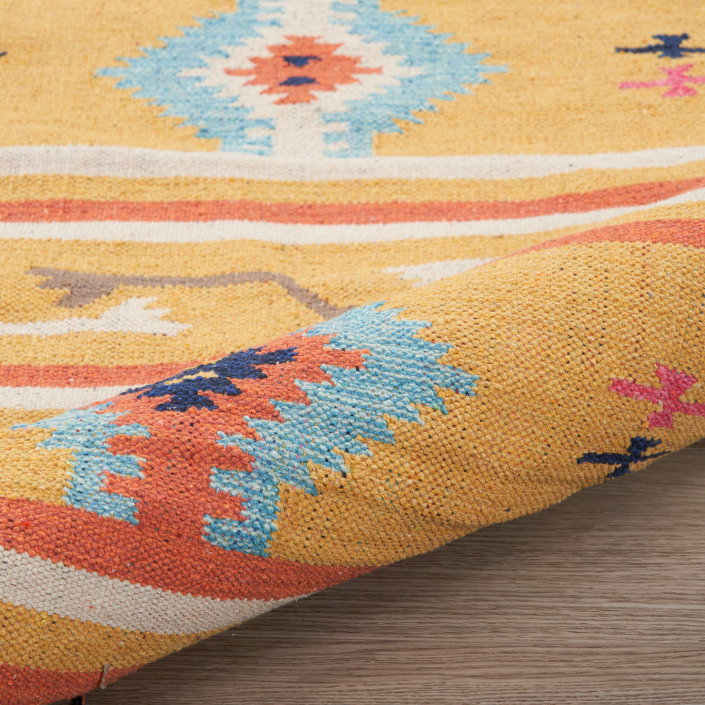 Nourison Home Baja BAJ03 Handmade Multicolor Rectangle Area Rug - Reversible Indoor Rug with Yellow Background