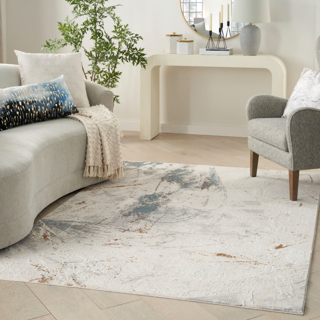 Nourison Home Desire DSR04 Gray Indoor Rectangle Area Rug - Power Loomed Plush Pile Rug with Abstract Pattern-